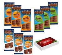 Chocolate Orange,Milk Chocolate Mint,Chocolate Orange Snowy Crunch Mixed Chocolate Bars 90g With Gift Box (9 x Mixed Bars)