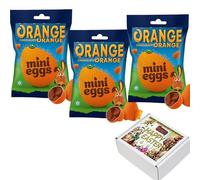 Chocolate Orange Mini Eggs Bag 70g With Easter Gift Box - Smooth Milk Chocolate With Real Orange Oil - tys (3 x Bags)