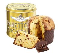 Chocolate Panettone Cake Tin for Gifts - Authentic 1kg Chocolate Chip Panettone with Choco Filling, Christmas Cake for Secret Santa Gifts, Christmas Gifts for Women