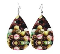 Chocolate Print Leather Dangle Earrings for Women - Lightweight Teardrop Fashion Statement Earrings