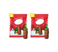 Chocolate Santa 2X55g Sharing Pouch | 10 Creamy Milk Chocolate with Crispy Wafer Filling Chocolate - Individually Wrapped Holiday Treats for Sharing, Gifting & Stocking Fillers