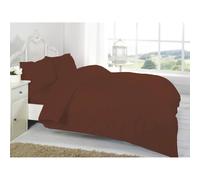 (Chocolate, Single) Plain Dyed Duvet Cover Set With Pillowcase