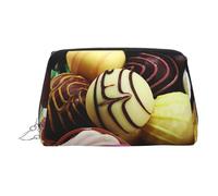 Chocolate Small Makeup Bag Travel Cosmetic Bag Makeup Pouch PU Leather Portable Versatile Zipper Make up Bag for Women Girls