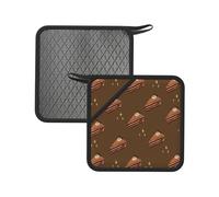 Chocolate Squares Cake 2PCS Heat-resistant silicone pot mat - 7.1-inch square mat, suitable for tea, barbecue, cooking, etc.