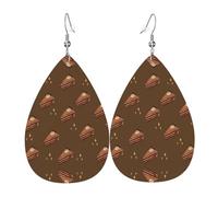 Chocolate Squares Cake Leather Earring. Stylish teardrop shape, perfect for women, and a great decorative choice for parties and holidays.