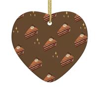 Chocolate Squares Cake Patterned Christmas Tree Ornaments, Ceramic Decorations, can be Hung on Christmas Trees or fireplaces.