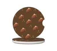 Chocolate Squares Cake Prints Ceramic car coasters (2-pack) absorb moisture, are non-slip and easy to clean for cars, trucks, and boats.