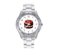 Chocolate Strawberry Cake Business Watch for Men Metal Band Watches Casual Gift Three-Hand Wrist Watch for Boyfriend Father
