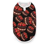 Chocolate Strawberry Cake Dog Clothes Fashionable Sleeveless Pet Vest Puppy Breathable Shirts for Small Medium Dogs Cat 2XL
