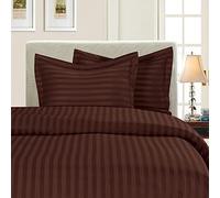 Chocolate Striped - 1 Pcs Duvet Cover, Oversize King 120x98 Size Egyptian Cotton Luxury Soft Comforter Cover with Hidden Zipper Closer & Corner Ties Durable and Fade Resistant
