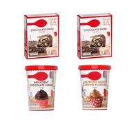 Chocolate Swirl Cake Mix 2X425g &1x Chocolate Fudge Icing & 1x Salted Caramel Icing- Complete Kit for Two Delicious Swirled Cakes