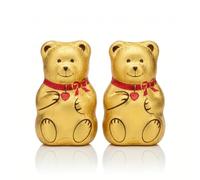 Chocolate Teddy Bear 2X40g - Milk Chocolate Flavour - Chocolate Figure in Gold Foil with Red Ribbon - X'mas Festive Gift, Stocking Filler & Holiday Sweet Treat Crafted by Master Chocolatiers