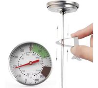 Chocolate Thermometer, 2inch Dial Stainless Steel Milk Thermometer for Steaming Milk Candy with Pot Clip and Protective Sleeve for Coffee Chocolate Cappuccino