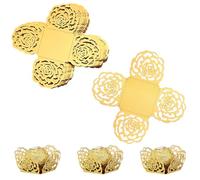 Chocolate Truffle Wrappers Paper, 50 PCS Truffle Cases Mini Gold Foil Rose Pattern Sweet Cases for Christmas, Wedding, Birthday, Baby Shower Party, Valentine (Gold)
