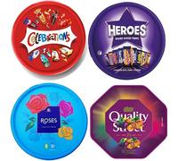 Chocolate Tub Bundle - Celebrations, Heroes, Roses & Quality Street | Assorted Chocolates | Christmas, Birthday & Party Gift