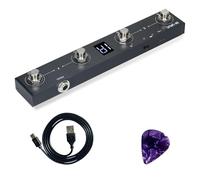 Chocolate Wireless MIDI Foot Controller, 4 Buttons Pedals Wireless Page Turner Pedal BT Rechargeable MIDI Footswitch PC App Programmable for Expression & Loop Pedal and Tuner(with Guitar Picks)