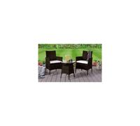 (Chocolate, Without Cover) 3PC Rattan Bistro Set Outdoor Garden Patio Furniture