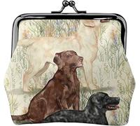 Chocolate Yellow Black Labrador Women's Leather Coin Purse, Small Change Pouch with Kiss-Lock Clasp Closure Buckle Wallet for Girl Gift