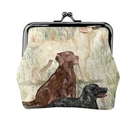 Chocolate Yellow Black Labrador Women's Leather Coin Purse, Small Change Pouch with Kiss-Lock Clasp Closure Buckle Wallet for Girl Gift