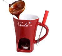 chocolateFondue Mug, 130ml chocolateHeating Cup, Ceramic chocolateMelting Mugs, Multi-Purpose Butter Warmer with Fondue Fork, Individual Fondue Delight Mug, Melt Hot Pot Cup for Picnics