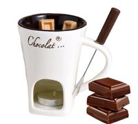 chocolateFondue Mug, 130ml chocolateHeating Cup, Ceramic chocolateMelting Mugs, Multi-Purpose Butter Warmer with Fondue Fork, Individual Fondue Delight Mug, Melt Hot Pot Cup for Picnics