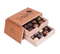 Chocolaterie Happy Birthday - 20 pralines without alcohol in a wooden box | Chocolate | Gift idea | Present | Birthday | Happy Birthday | Man | Woman | Women | Men | Children