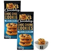 Chocolatey Half-Coated & Choc Chunk Cookies (Pack Of 2) | Dark, White, Millionaire's & Tripple Chocolate | Perfect For Parties, Snack & Gifting (Choc Chunk Milk Chocolate Cookies)
