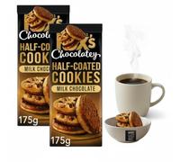Chocolatey Half-Coated & Choc Chunk Cookies (Pack Of 2) | Dark, White, Millionaire's & Tripple Chocolate | Perfect For Parties, Snack & Gifting (Half-Coated Milk Chocolate Cookies)