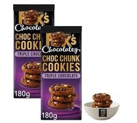 Chocolatey Half-Coated & Choc Chunk Cookies (Pack Of 2) | Dark, White, Millionaire's & Tripple Chocolate | Perfect For Parties, Snack & Gifting (Choc Chunk Triple Chocolate Cookies)