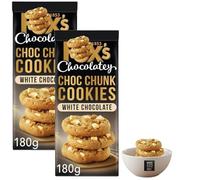 Chocolatey Half-Coated & Choc Chunk Cookies (Pack Of 2) | Dark, White, Millionaire's & Tripple Chocolate | Perfect For Parties, Snack & Gifting (Choc Chunk White Chocolate Cookies)