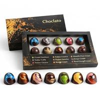 Chocolato Luxury Chocolate Gift Box - 10 Piece Handcrafted Premium Assorted Bonbons - Gourmet Truffles with Hazelnut, Pistachio, Mango & Blood Orange