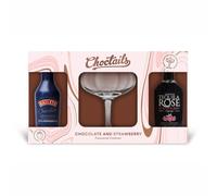 Choctails Chocolate & Strawberry Flavoured Cocktail Gift Set - 5 aileys Chocolate Cream Liqueur (15.7% ABV), 5cl Tequila Rose Cream Liqueur (15%) & Dinkies Mini Coupe Glass.