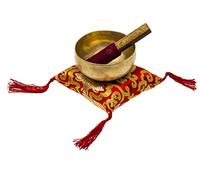 Chöpa singing bowl 10 cm diameter in set with felt mallet 14 cm and matching singing bowl cushion 13 cm x 14 cm x 4 cm