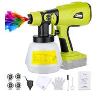 Choerinton Paint Sprayer Compatible with Ryobi Battery Cordless Electric Paint Sprayer 200W HVLP Paint Gun with 3 Patterns 4 Size Nozzles for House Painting Furniture Cabinets(Tool Only)