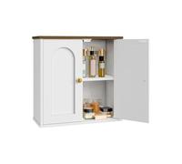 CHOEZON 40 x 18 cm Medicine Cabinet, Bathroom Wall Cabinet with Adjustable Shelf, Modern Farmhouse Wall Mounted Storage Cabinet, White and Walnut