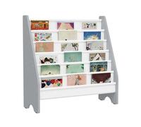 CHOEZON 6-Tier Kids Bookshelf, Children's Bookcase, Magazine and Book Storage Rack, Large Capacity Sling Book Organizer, Book Shelf for Kids Room, Bedroom, Nursery, Playroom, White and Gray DMCW07WG