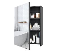 CHOEZON Bathroom Medicine Mirror Cabinet, Wall-Mounted Bathroom Vanity with Mirror, Medicine Cabinet with Storage Function, Hanging Storage Cabinet, Adjustable Shelves, Black