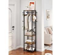 CHOEZON Coat Rack Freestanding, Hall Tree with 3 Storage Shelves, Coat Stand with 16 Hooks and Hanging Rail, Industrial Clothes Stand for Entryway, Hallway, Bedroom, Rustic Brown and Black DTYM18BF