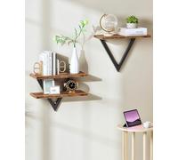 CHOEZON Floating Shelves, Set of 2 Wall Shelves, Hanging Shelves, Wall Shelf, DIY Storage Display Shelf, Wall Mounted Shelves, for Living Room, Bedroom, Kitchen, Office, Study, Rustic Brown DTBJ11BF