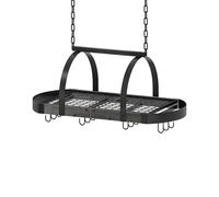 CHOEZON Hanging Pot Rack, Pot Hanger for Kitchen, Ceiling Mounted Pot Holder, Cookware Organizer with 12 S-Shaped Hooks, for Pot, Pan Storage, Space-Saving, Charcoal Black and Black TPR08BCC1
