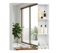 CHOEZON Mirror Cabinet, Wall-Mounted Medicine Cabinet with Mirror, Storage Cabinet with Open Storage Compartments, Wall-Mounted Cabinet with 2 Adjustable Shelves, for Bathroom, Entryway, White