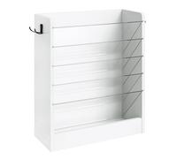 CHOEZON Wall File Holder, 6-Tier File Organizer, Office Supplies Storage Rack, Versatile Desktop Organizer, with Detachable Shelves, with Side Hooks, for Living Room, Home Office, White DMWJ02WB