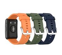 Chofit 3-Pack Straps Compatible with Huawei Watch Fit Strap, Soft Silicone Sport Replacement Colourful Band Wristband for Huawei Watch Fit Smartwatch for Women Men (Orange+Dark Green+Blue)