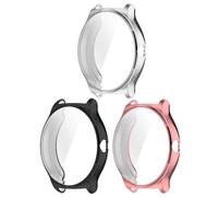 Chofit Cases Compatible with HayLou Solar Lite R001 Screen Protector, Soft TPU Plated Protective Case Film Cover Watch Protector Armor Shell for HayLou Solar Lite R001 (Black+Silver+Pink)