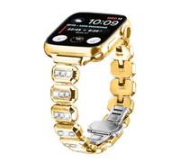 Chofit Metal Bands Compatible with Apple Watch Series 10 42mm 46mm Strap, Replacement Band for iWatch 10/9/Ultra 2/Ultra/8/7/6/5/4/3/2/1/SE Straps, with Rhinestones (Gold, 38/40/41/Series10 42)