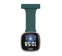 Chofit Nurse Watch Brooch Straps Compatible with Fitbit Versa 4 Bands, Soft Silicone Pin Fob 20mm Strap Watch Band Accessories for Versa 4/Sense 2/Versa 3/Sense (Dark Green)