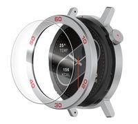 Chofit Protector Compatible with CMF by Nothing Watch Pro 2 Bezel Ring Covers, Metal Loop Adhesive Frame Cover Protectors with Tempered Glass Film (Silver-red)