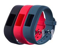 Chofit Replacement for Vivofit JR 2/Vivofit JR/Vivofit 3 Straps, Large Silicone Bands Wristband Bracelet Compatible with Garmin Vivofit JR 2/Vivofit JR/Vivofit 3 Activity Tracker (Black+Slate+Red)