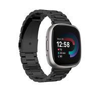 Chofit Straps Compatible with Fitbit Versa 4/Sense 2 Strap, Metal Stainless Steel Wristband Replacement Business Band for Sense 2/Versa 4 (Black)