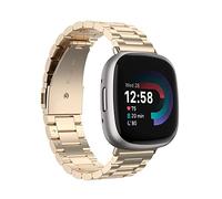 Chofit Straps Compatible with Fitbit Versa 4/Sense 2 Strap, Metal Stainless Steel Wristband Replacement Business Band for Sense 2/Versa 4 (Champagne)